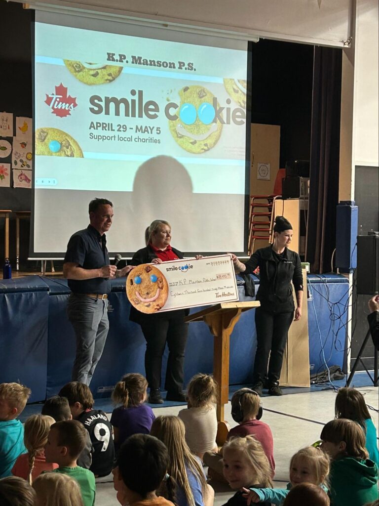 Tim Hortons Smile Cookie campaign funds donated to K.P. Manson Public School